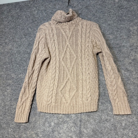 Inis Crafts Ireland Beige Cable Knit Turtleneck Sweater 100% Merino Wool Women S - Picture 12 of 12